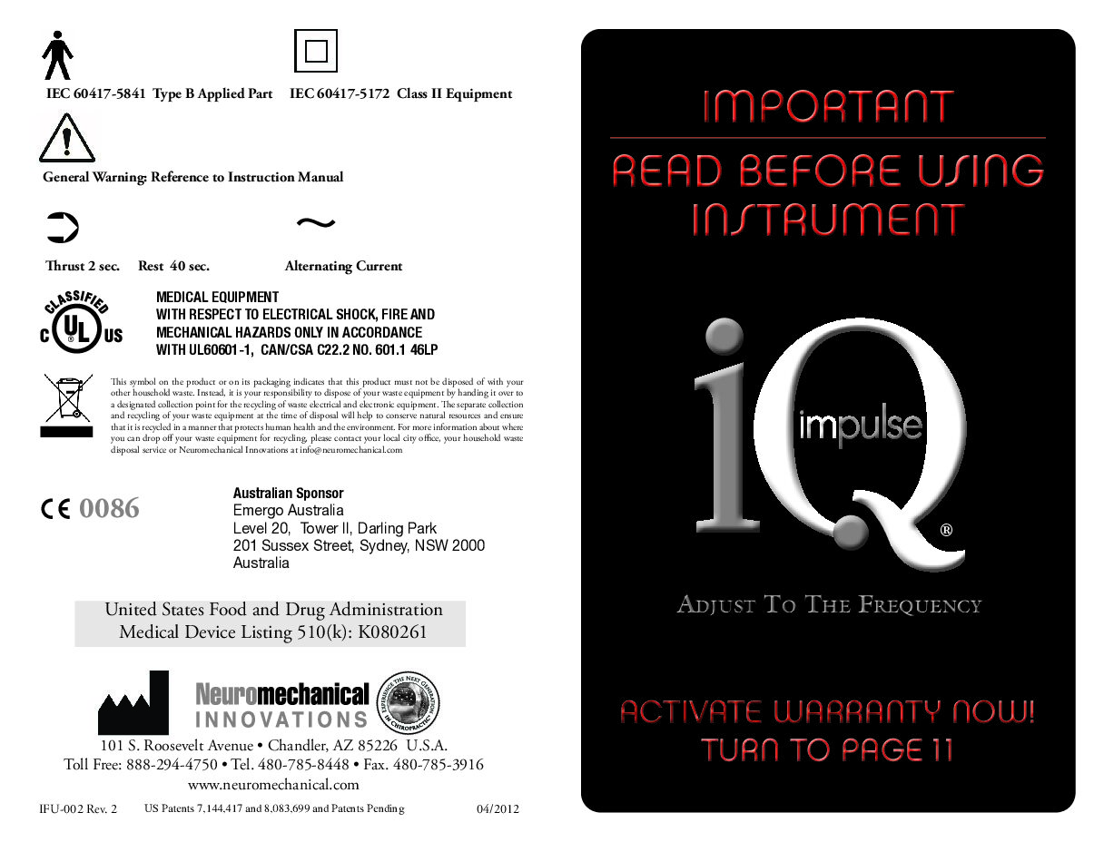 Impulse IQ User Guide PDF Neuromechanical Innovations