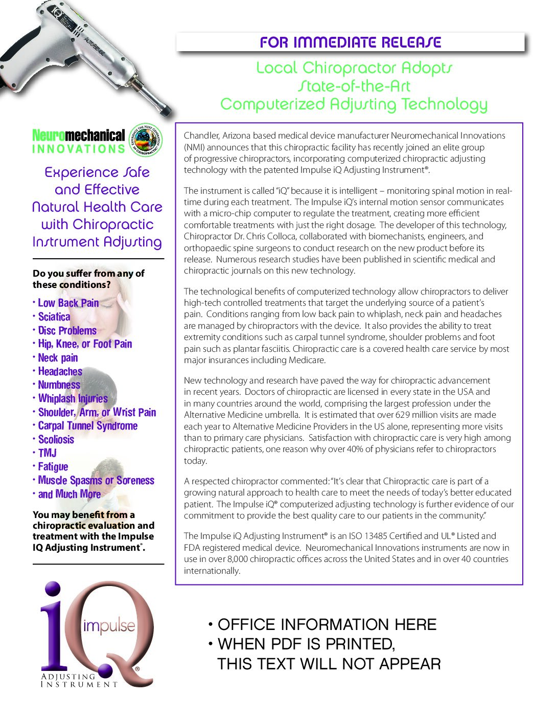 Impulse IQ Turnkey Marketing Kit Neuromechanical Innovations