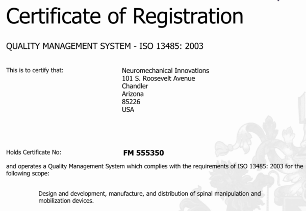 ISO 13485  Cert No. FM 555350